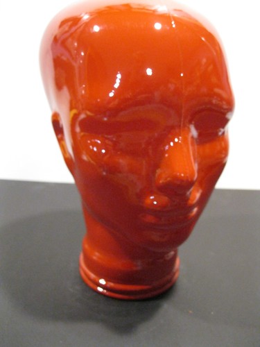 Glass head opaque ruby orange - glass,