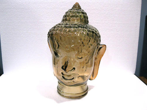 Glass buddha head cinnamon - glass, head,