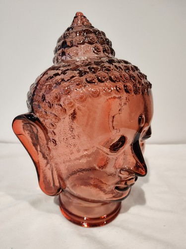 Glass buddha head soft - soft, pink