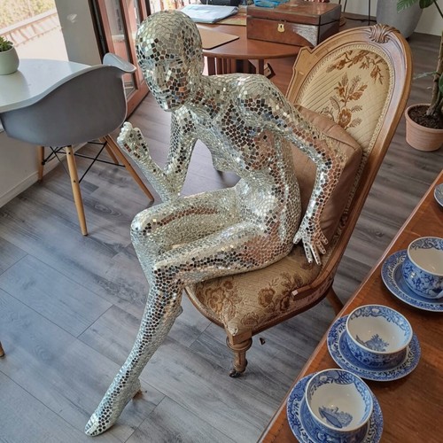 Life size seated mirror mosaic - seated,